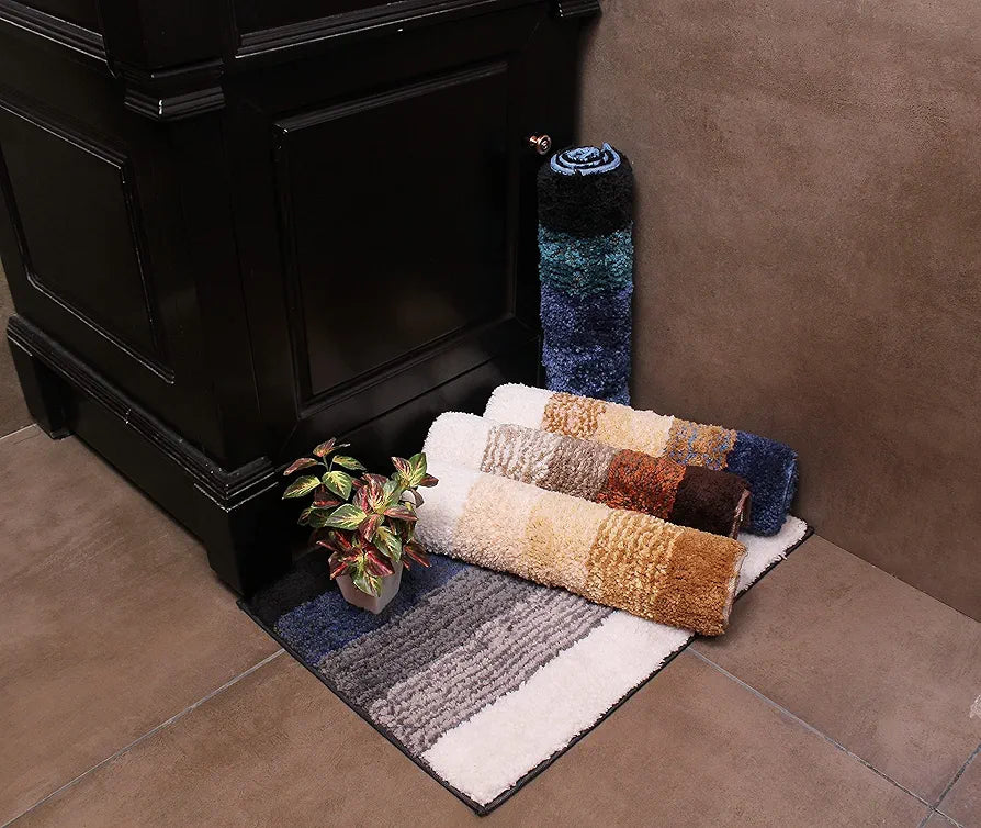 Luxe Home Super Soft Oyster Microfiber Bathroom Mat 40x60 cm Non-Slip Bath Mat for Home, Bedroom, and Living Room - Tabacco